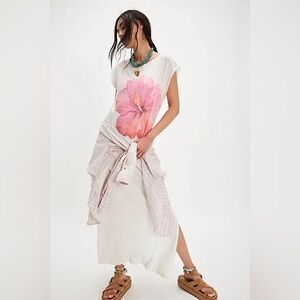 NWT Free People Hibiscus Maxi Tee ~White~